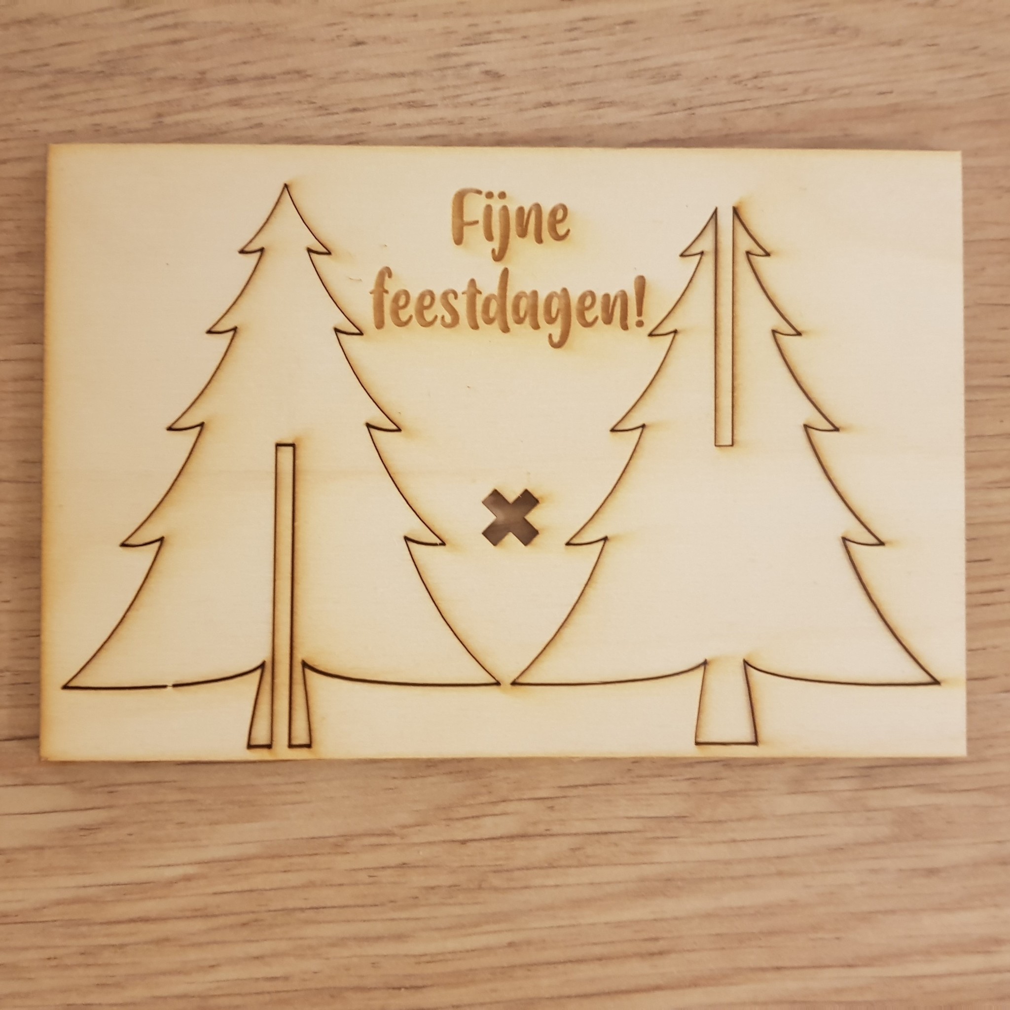 Houten kerstkaart Kolibrie Creaties