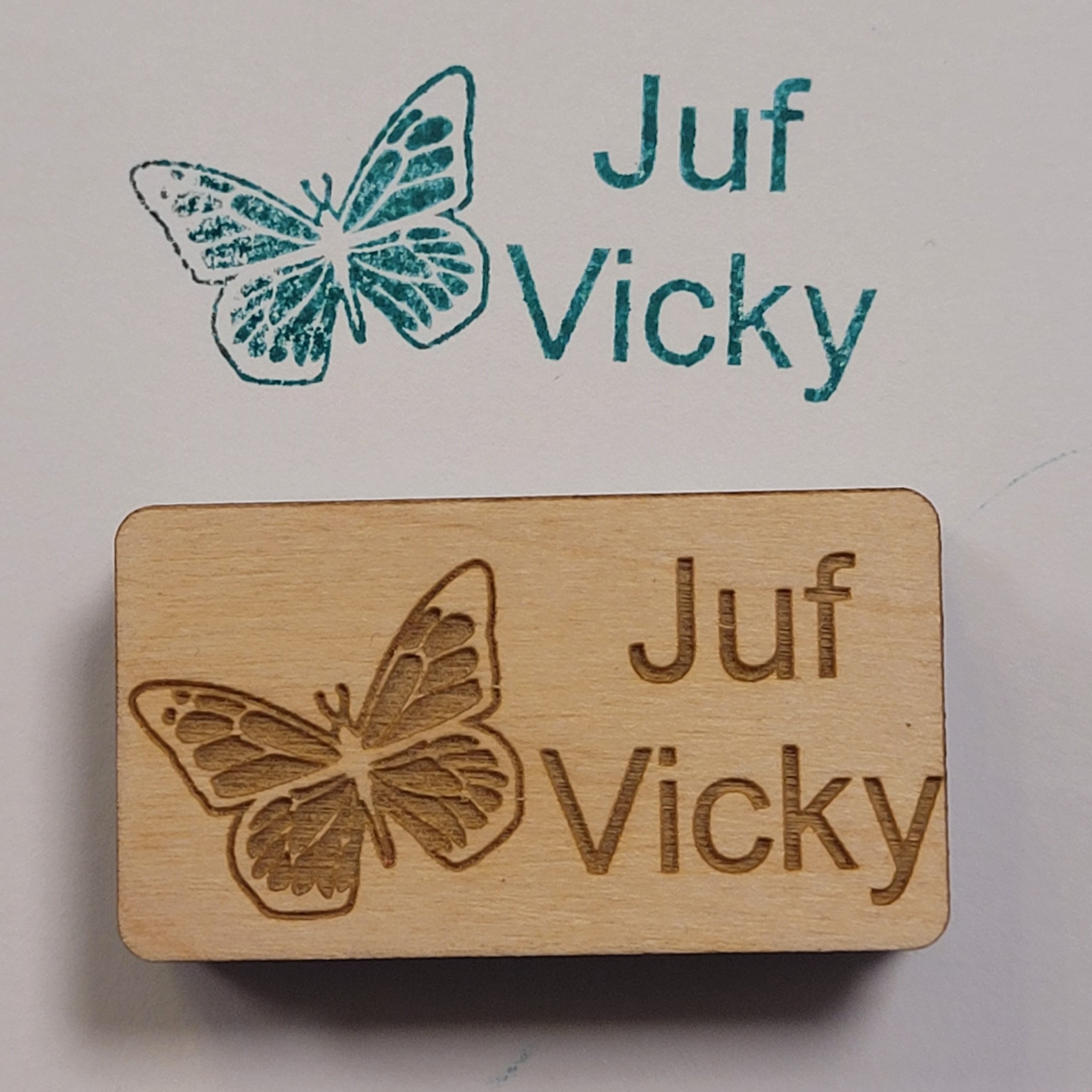 Stempel juf/meester vlinder