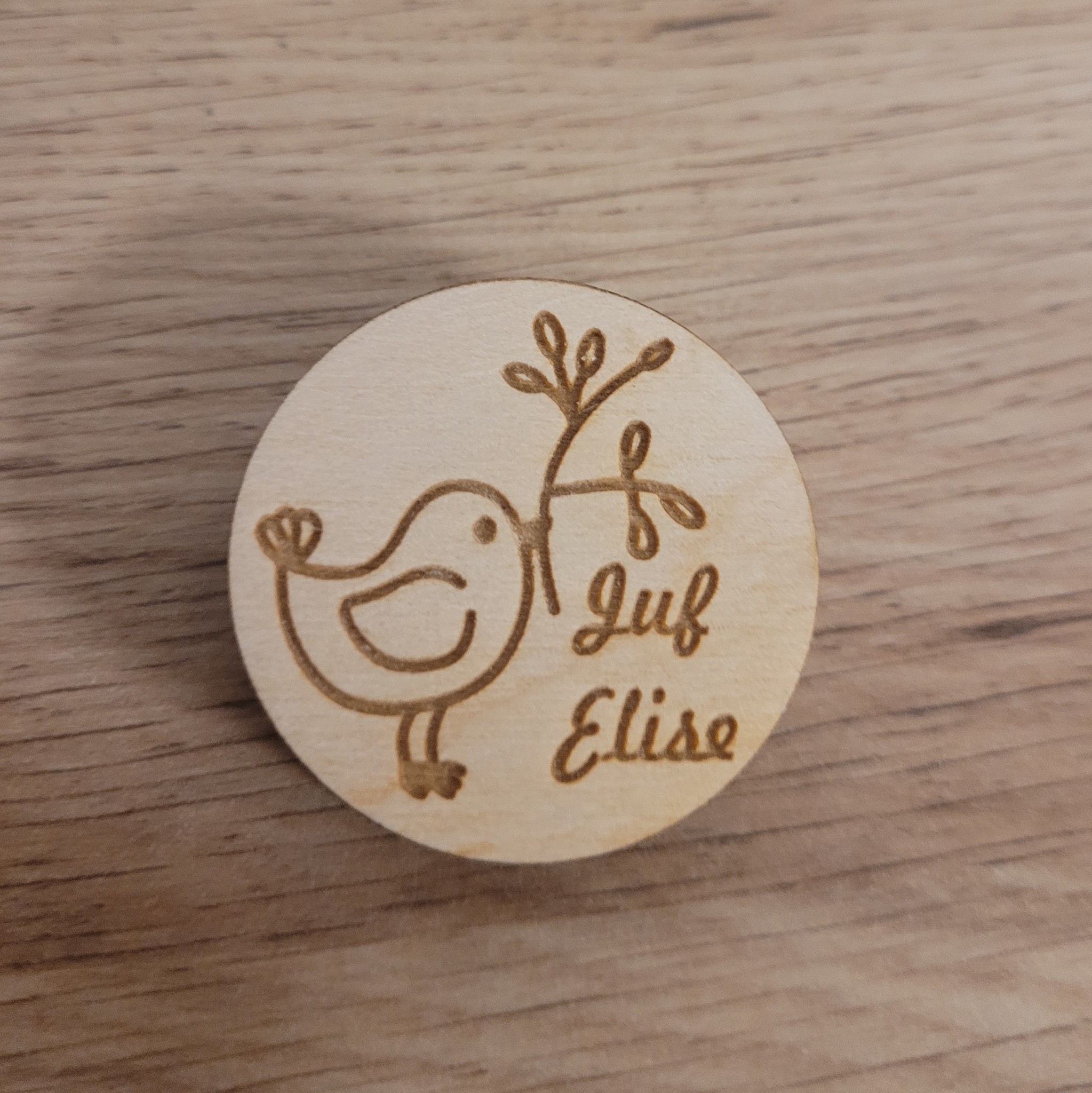 Stempel juf/meester vogel