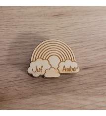 Stempel juf/meester regenboog