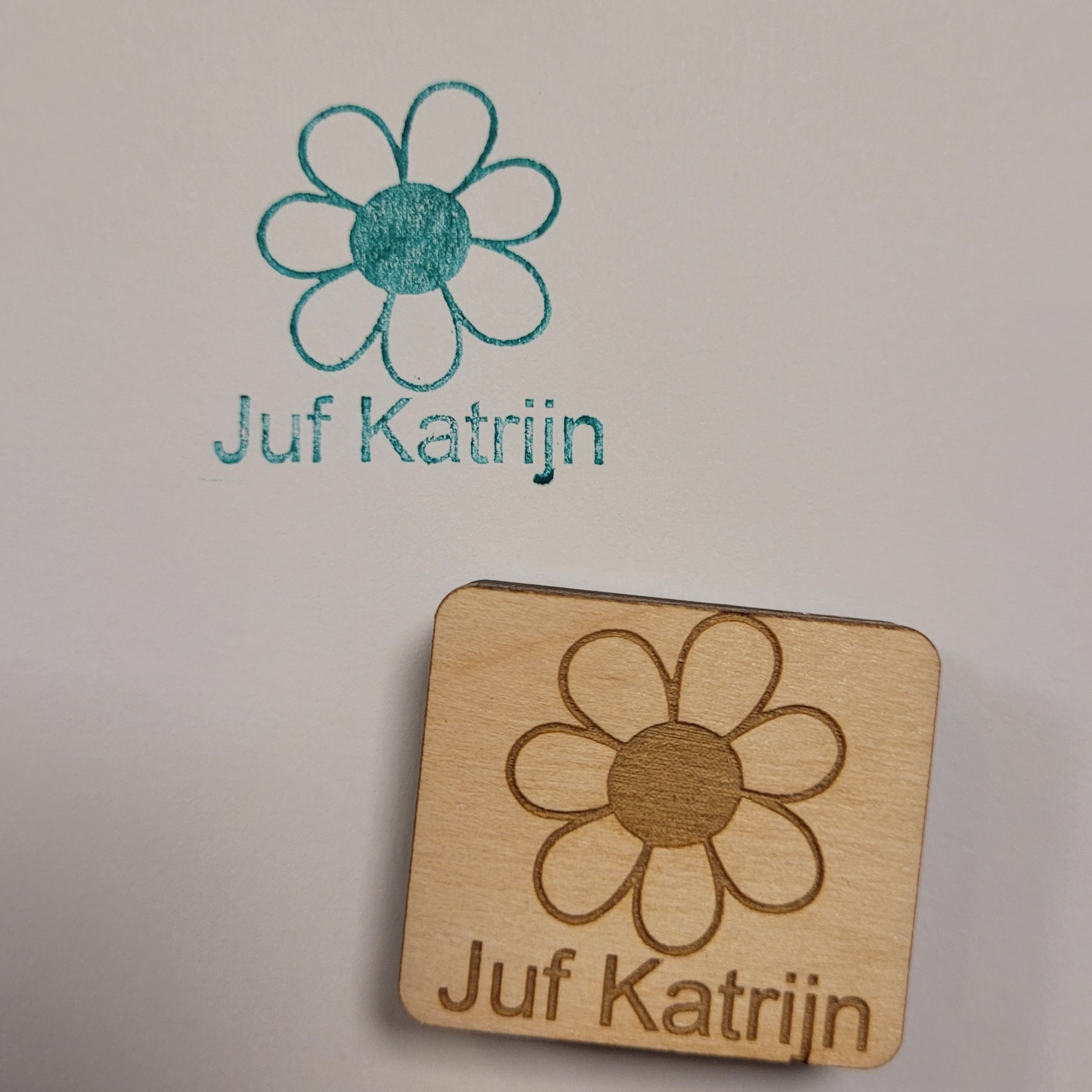 Stempel juf/meester bloem