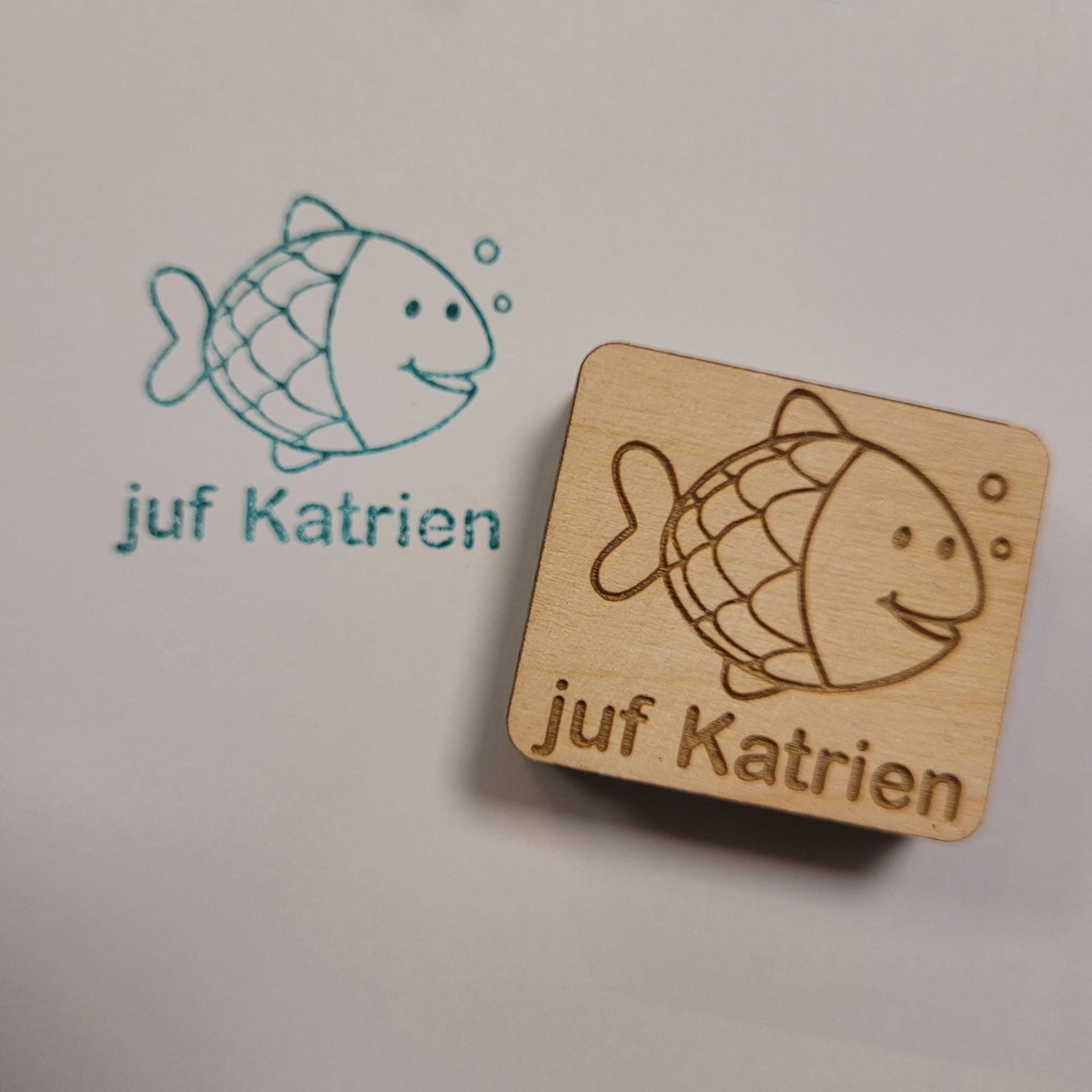 Stempel juf/meester vis