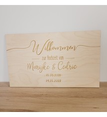 Welkomstbord huwelijk - hout