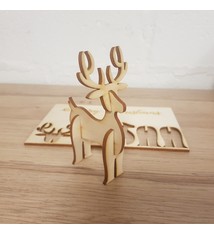 Houten kerstkaart rendier
