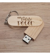 Houten USB- stick  gegraveerd 8GB