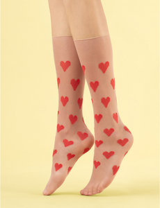 Fiore Kniekousen met hartjes van 8 denier
