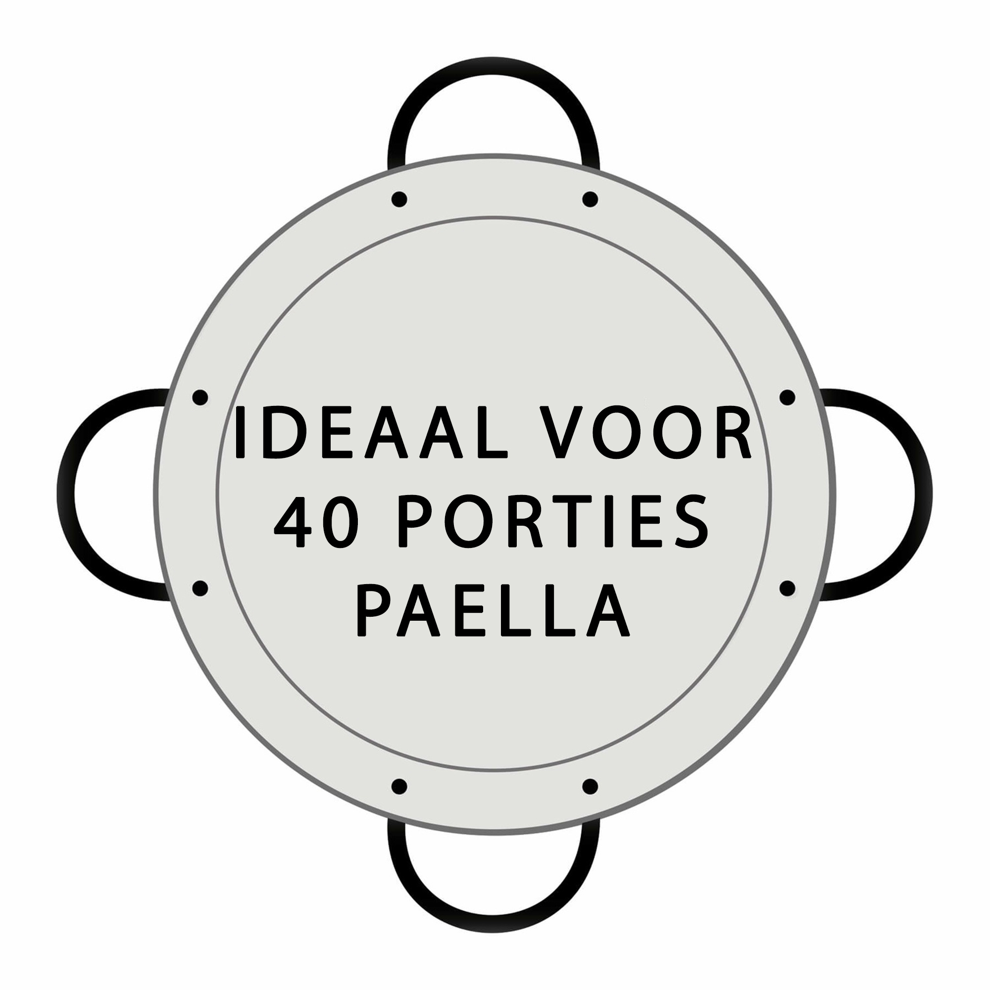 Paellapan, gepolijst staal, Ø 80 cm, met 4 grepen