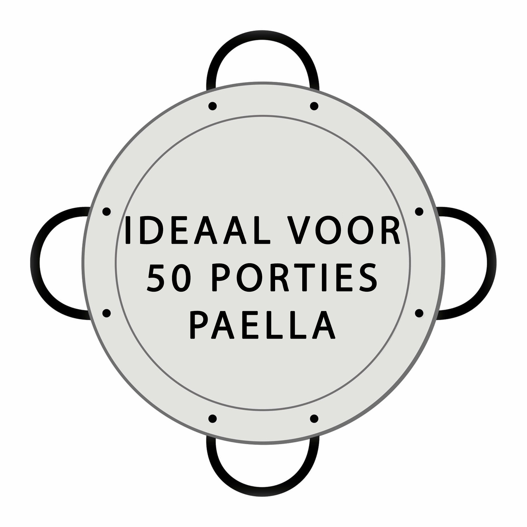 Paellapan, gepolijst staal, Ø 90 cm, met 4 grepen