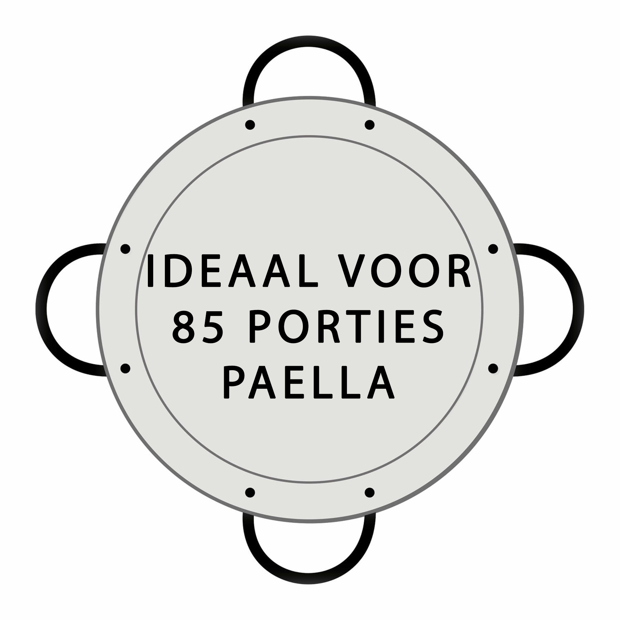 Paellapan, gepolijst staal, Ø 100 cm, met 4 grepen