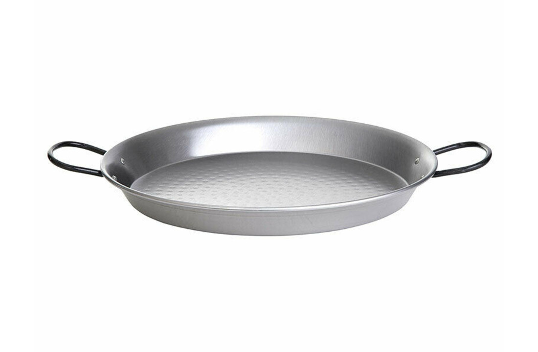 Paellapan, gepolijst staal, Ø 130 cm, met 6 grepen