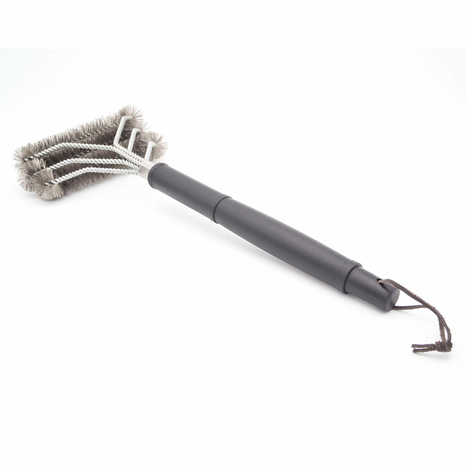 Barbecue borstel met 3 roestvrijstalen borstelkoppen 43 cm