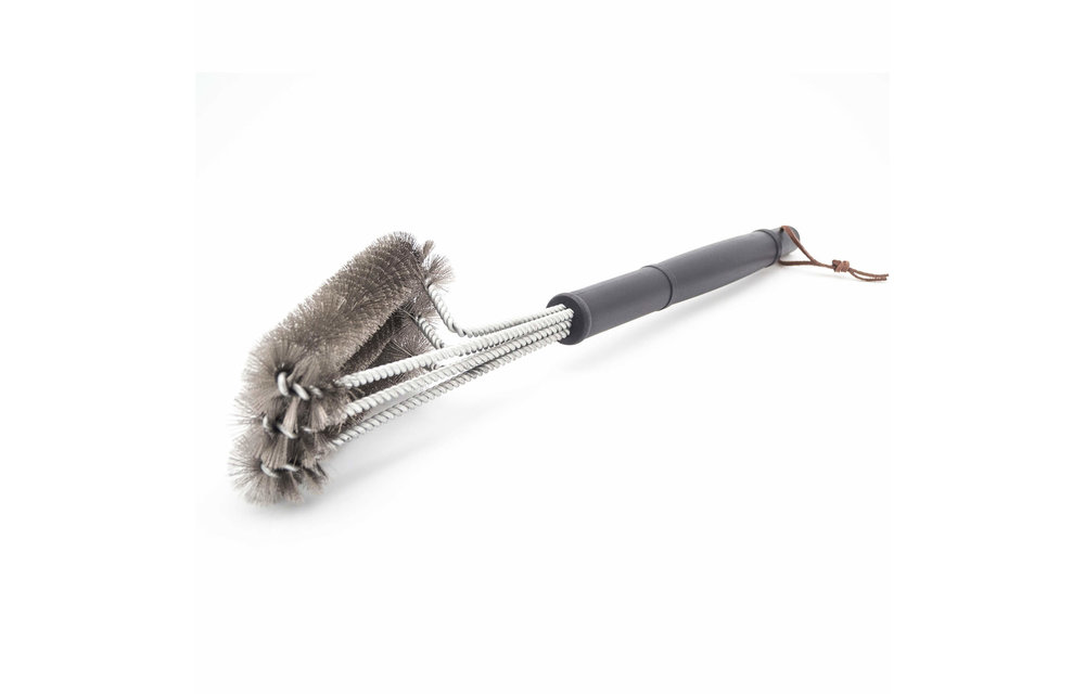 Barbecue borstel lang met 3 roestvrijstalen borstelkoppen 44 cm