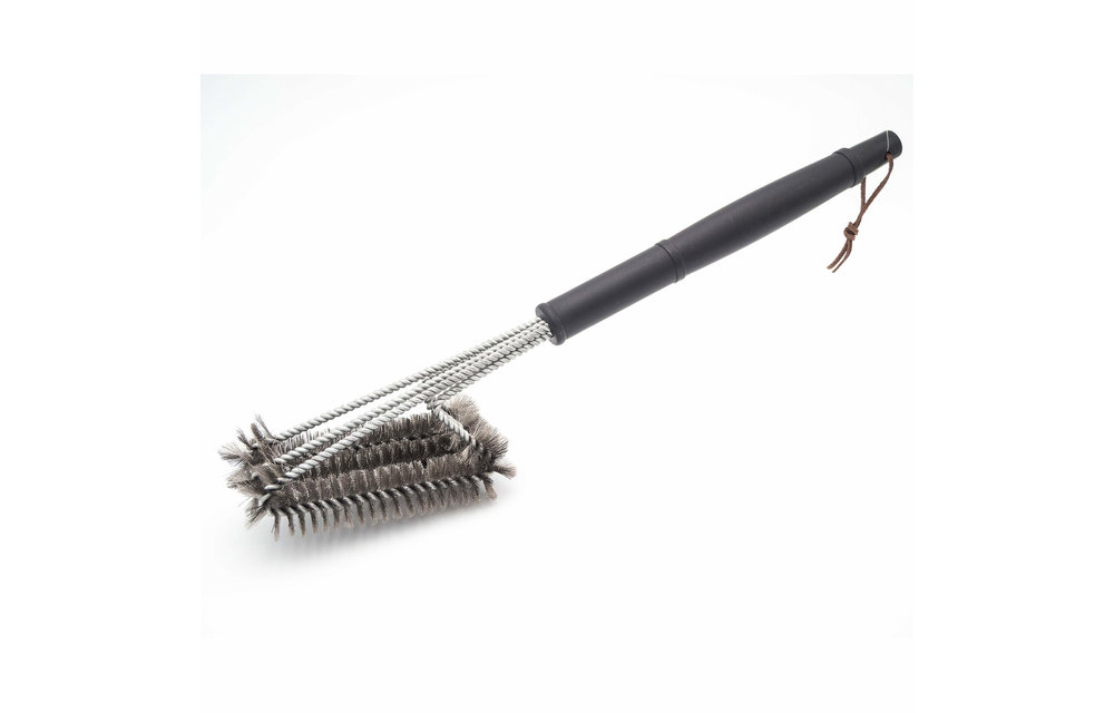 Barbecue borstel lang met 3 roestvrijstalen borstelkoppen 44 cm