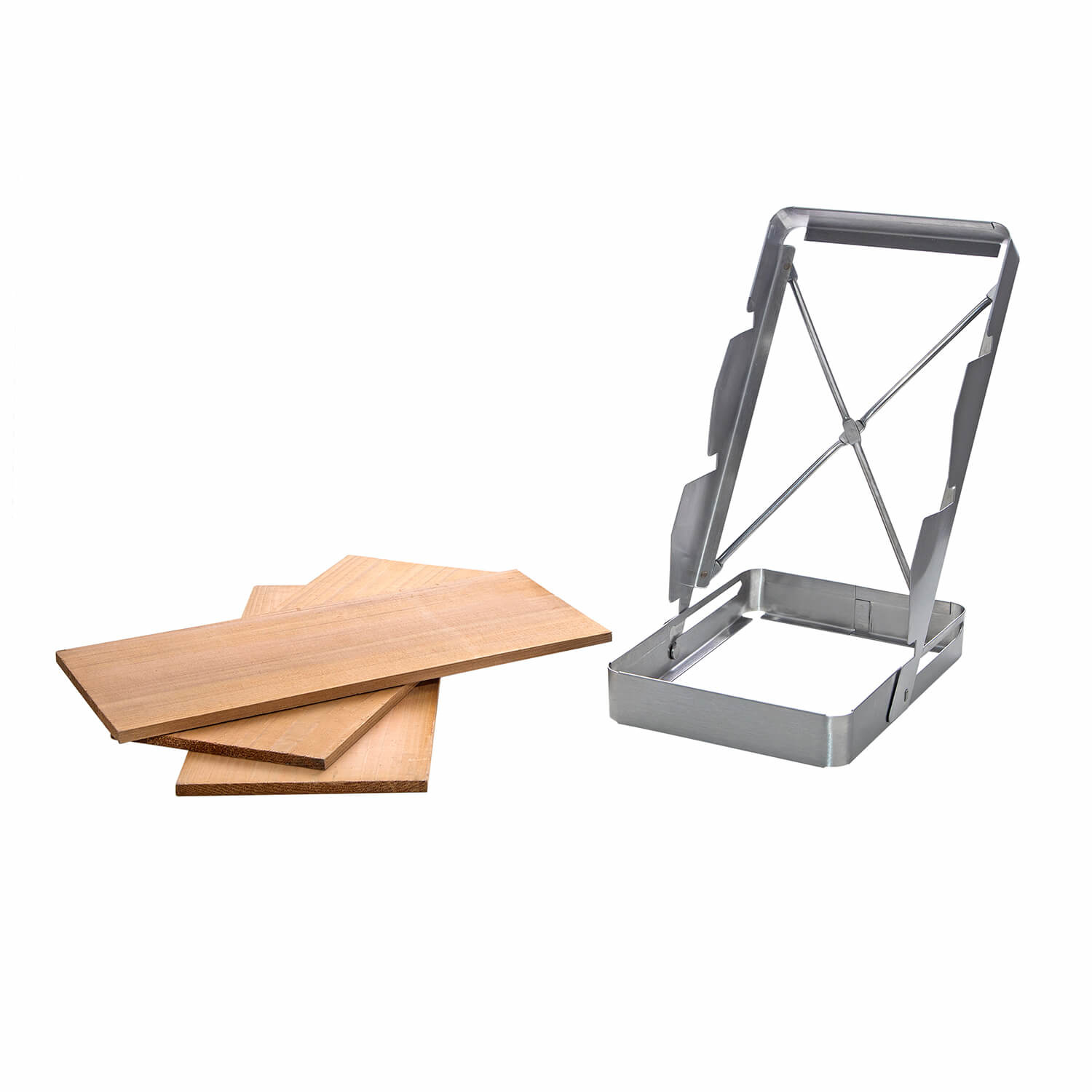 Rookplank 3-tree trap RVS, inklapbaar inclusief cederhouten planken