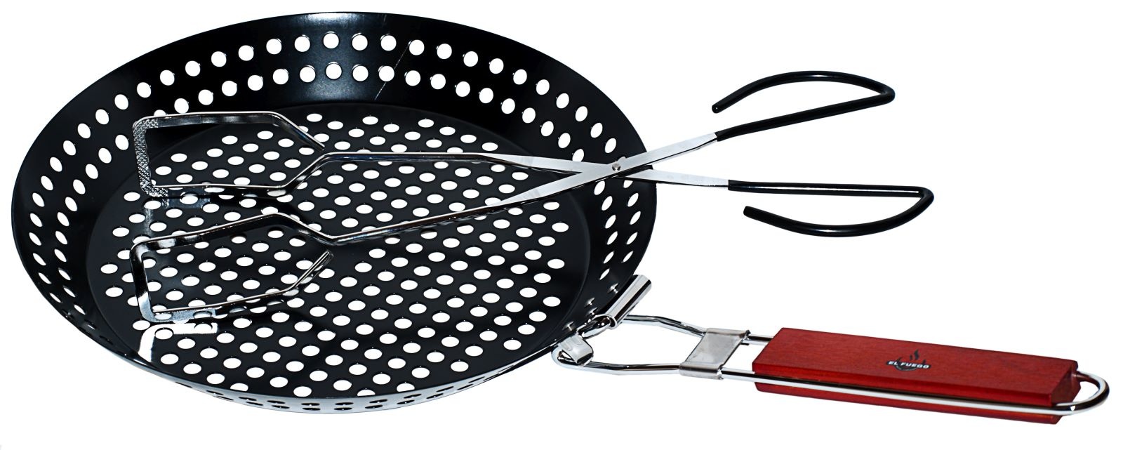El Fuego Grillpan met RVS barbecue tang