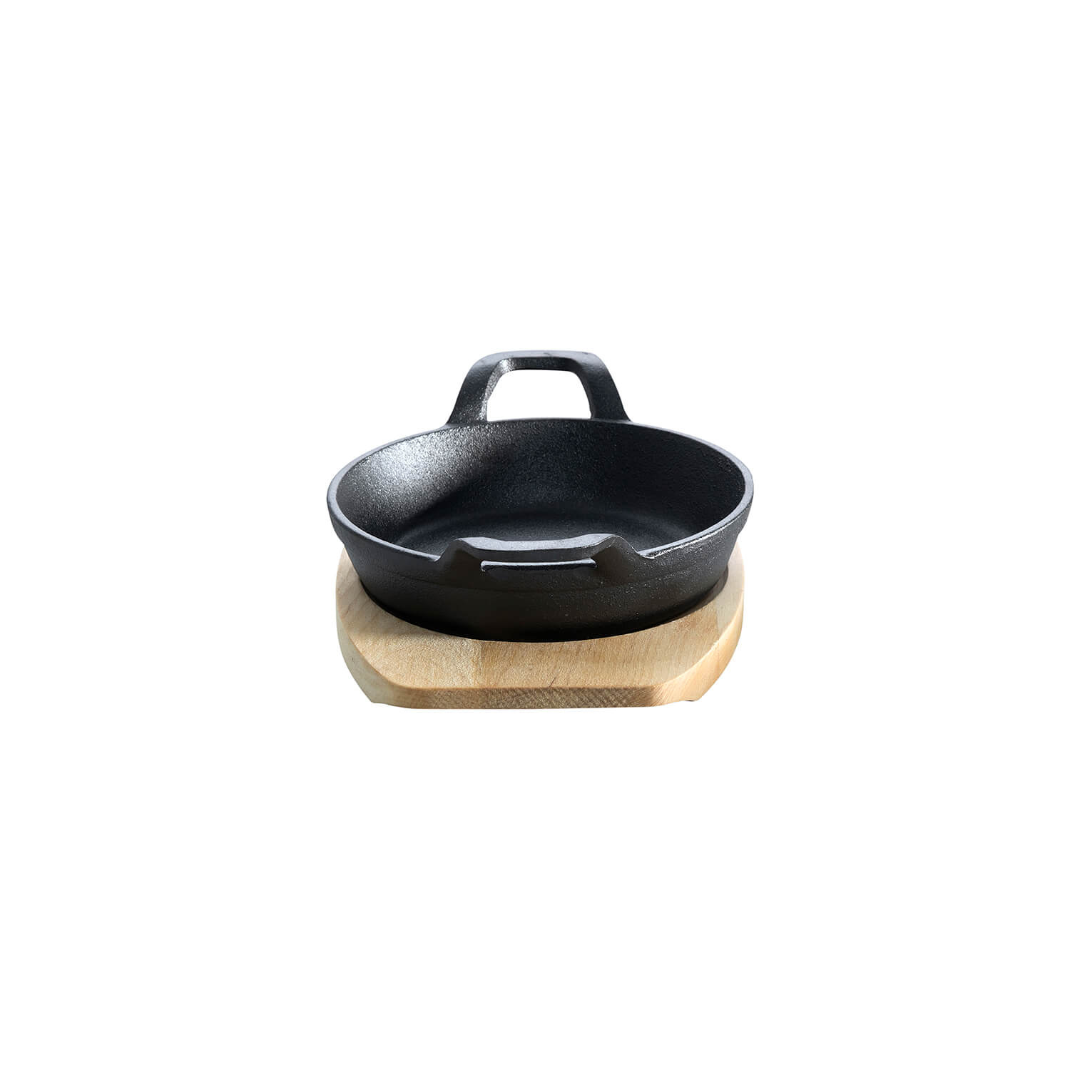 Gietijzeren pan met handvat en onderzetter Ø 12 cm x 3,5 cm