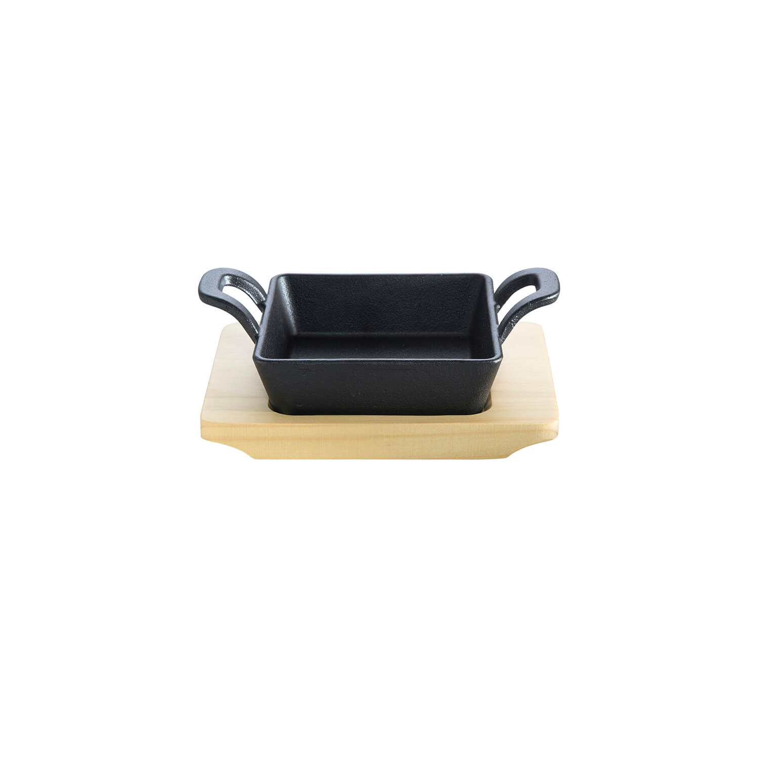 Gietijzeren pan met handvat en onderzetter 14,5 x 14,5 x 3,5 cm