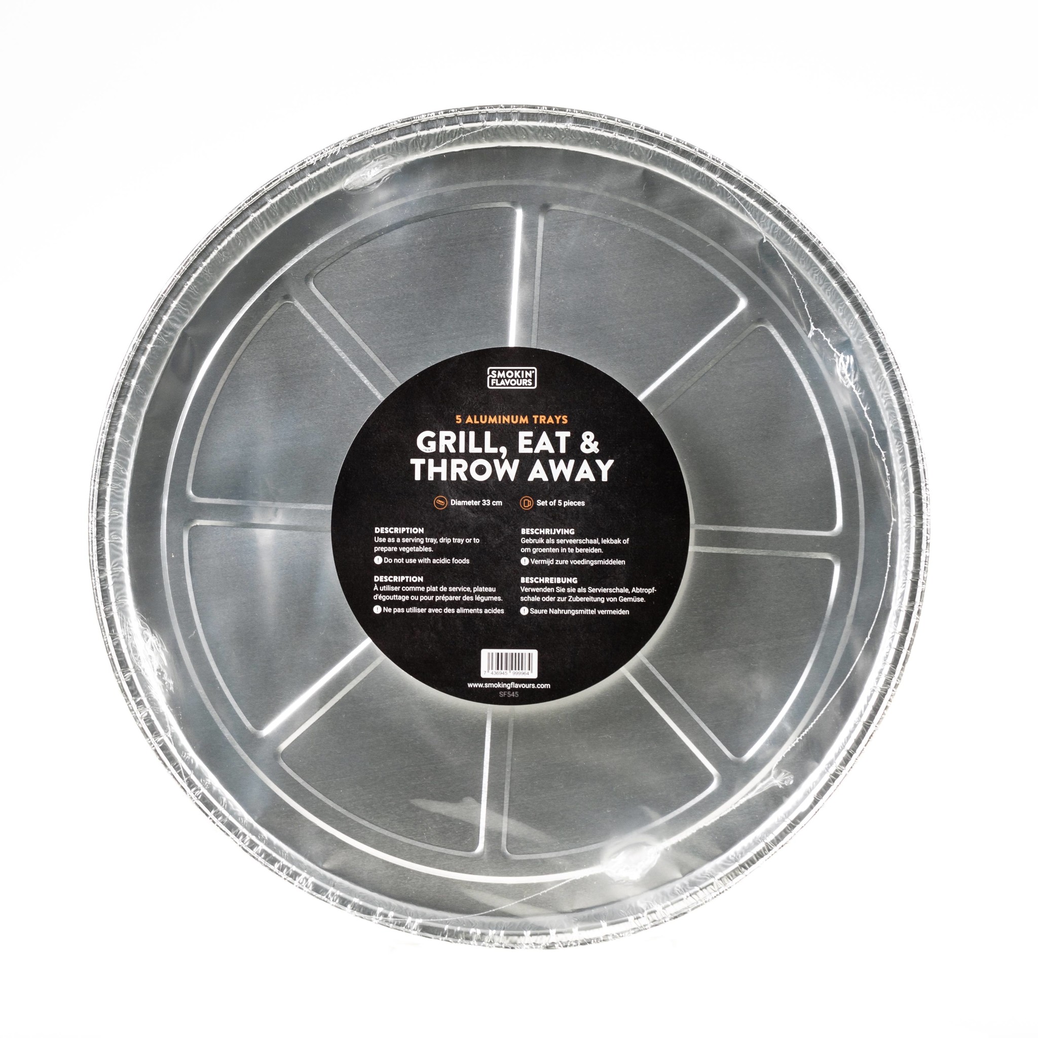 Smokin’ Flavours Aluminium druippan rond wegwerp 5 stuks 33 cm