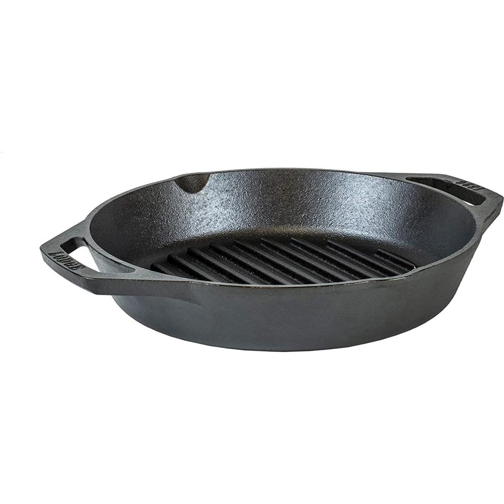 Lodge gietijzeren grillpan 26 cm met 2 ronde handgrepen