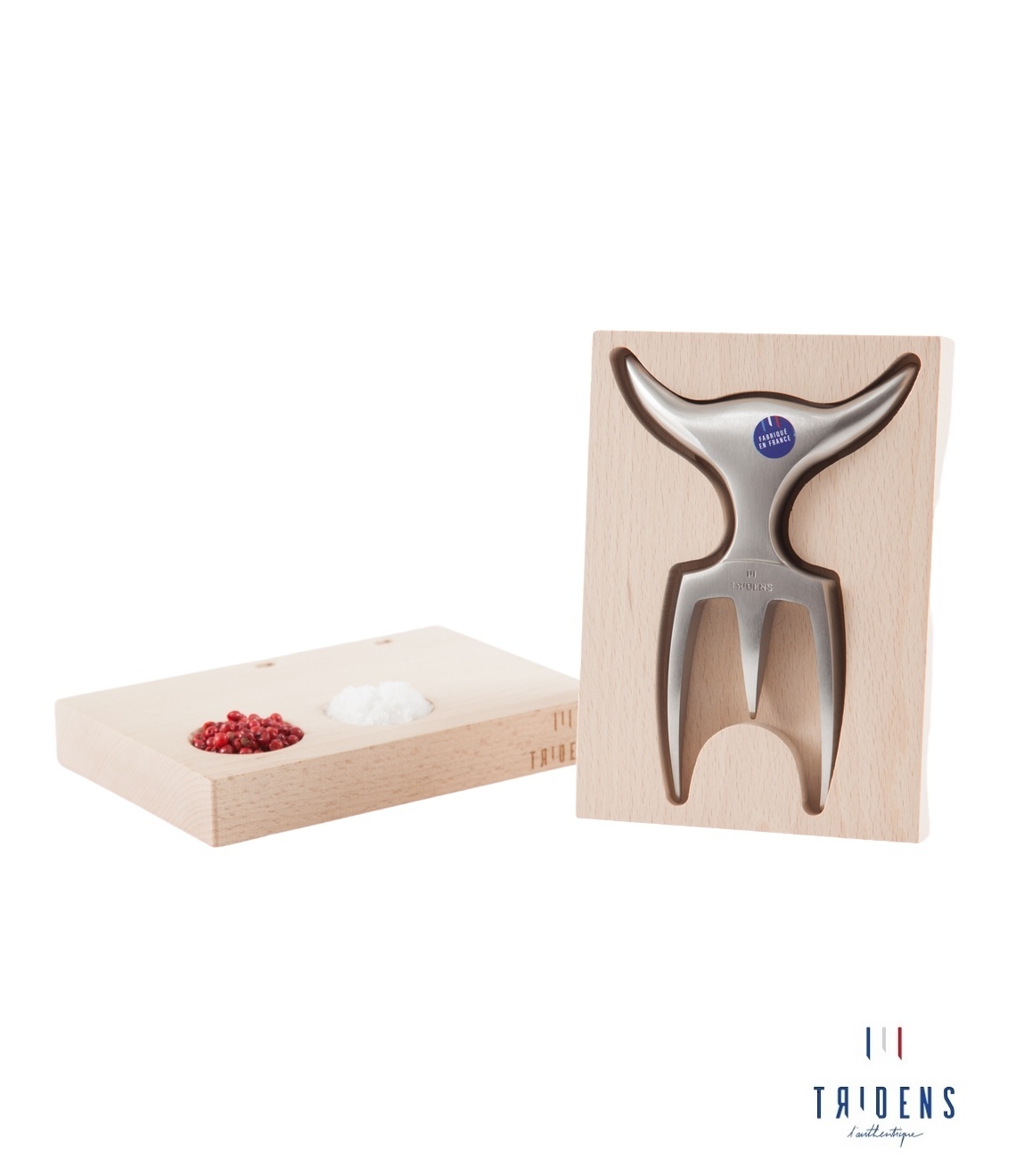 Tridens Brushed Fork in Pilo mirror Beechwood Base