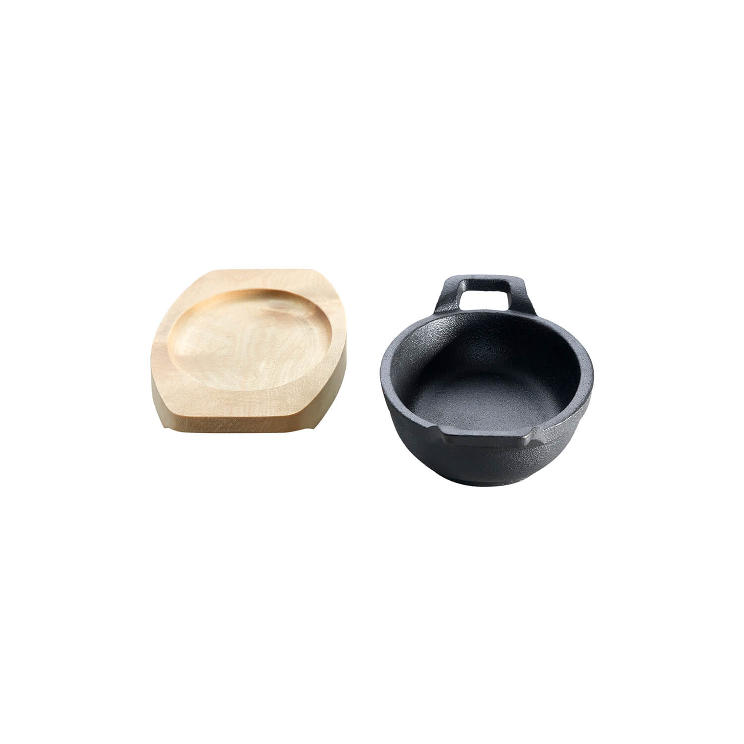 Gietijzeren pan met handvat en onderzetter Ø 21 cm x 15,5 cm