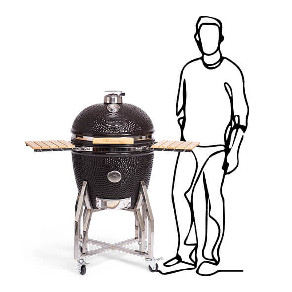 Yakiniku 22'' kamado XL met onderstel en zijtafels