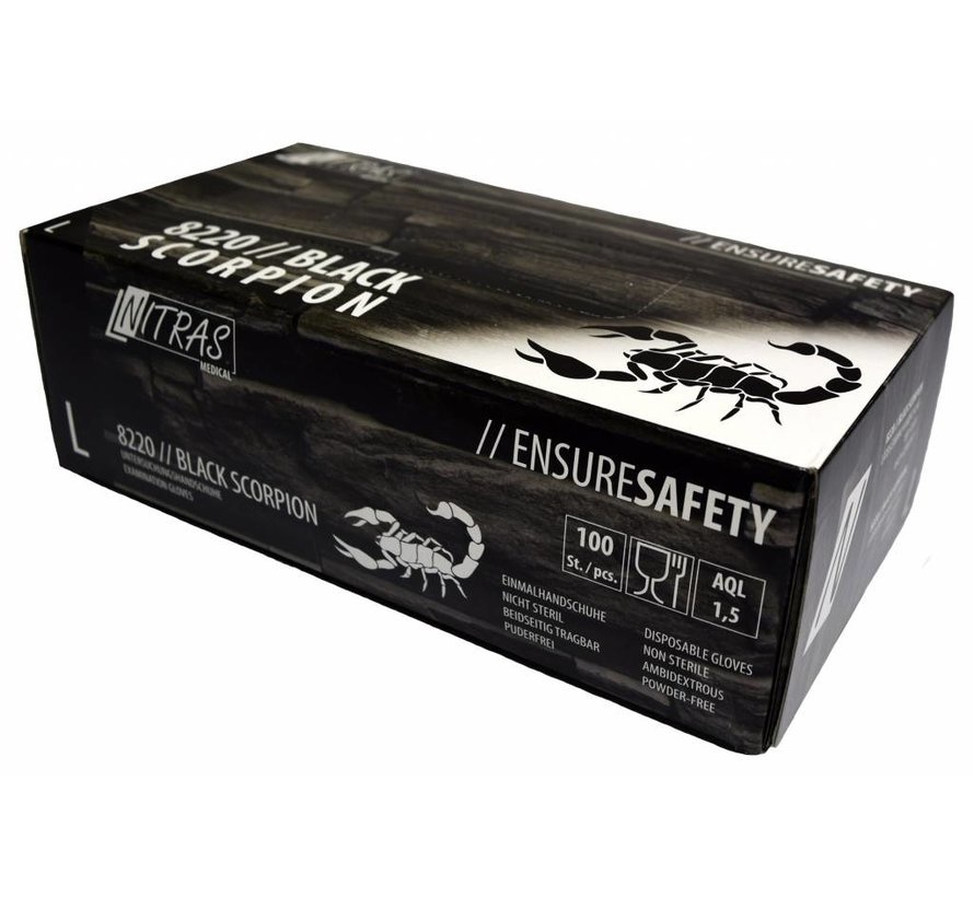 Nitras Nitril Handschoenen 100 stuks Medium Zwart