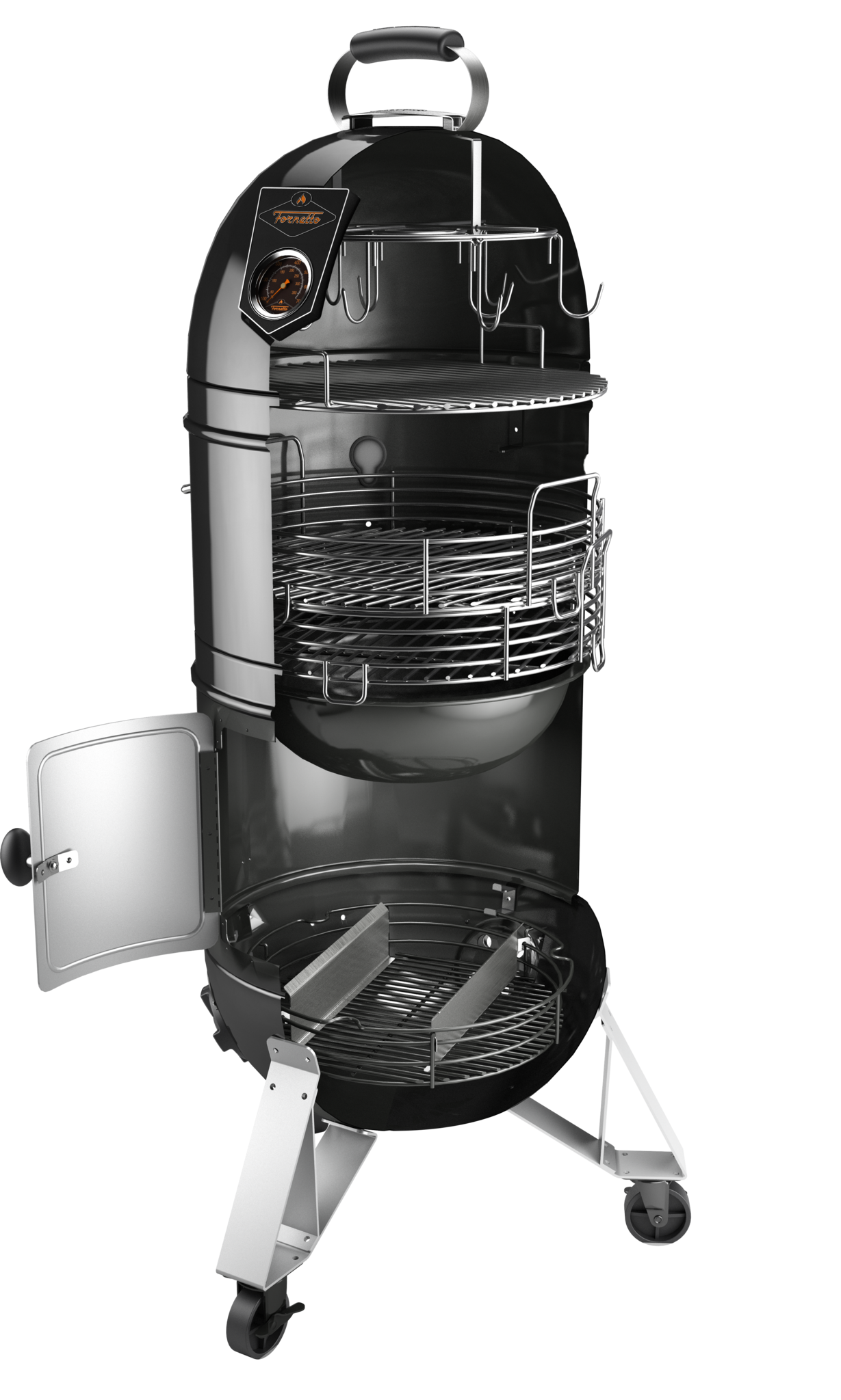 Fornetto Razzo Pro Black 18'' Bullet Smoker met wielen