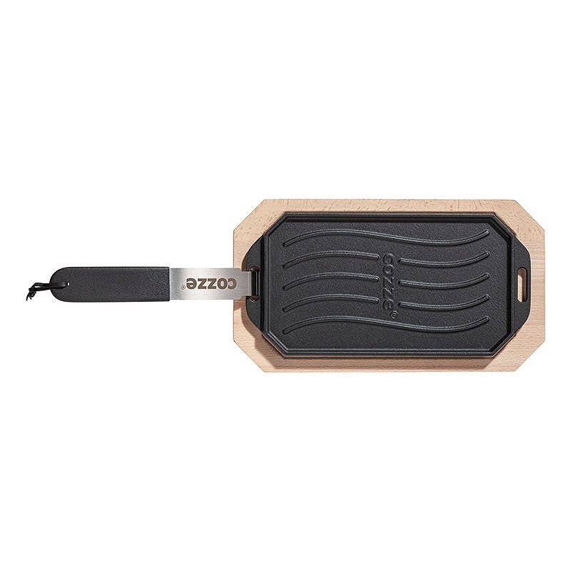 Cozze Gietijzeren pan dubbelzijdig met Bamboe Serveerplank 16,5 cm
