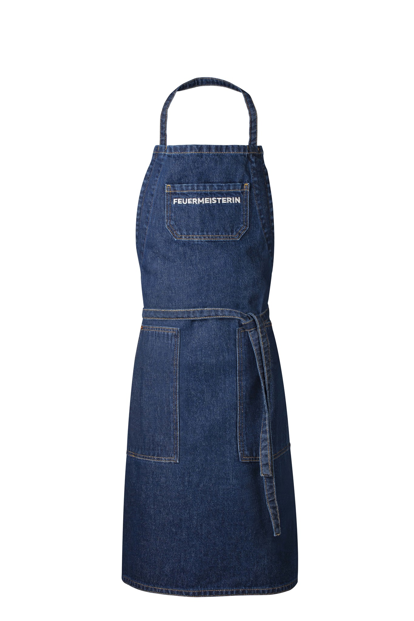 FEUERMEISTERIN Premium Textiel schort met twee zakken en leren embleem