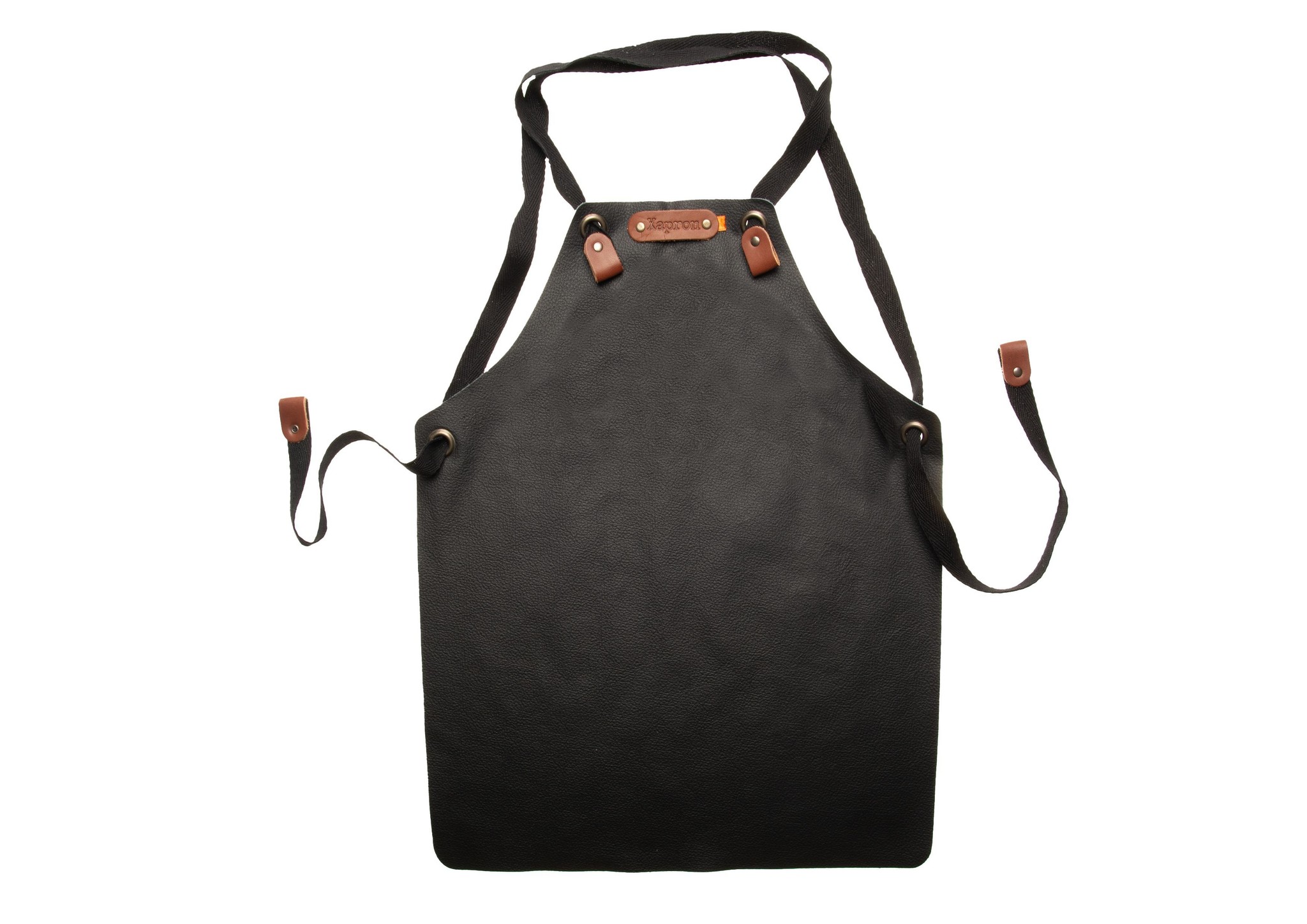 Xapron Bovine Leren kinder Schort Zwart