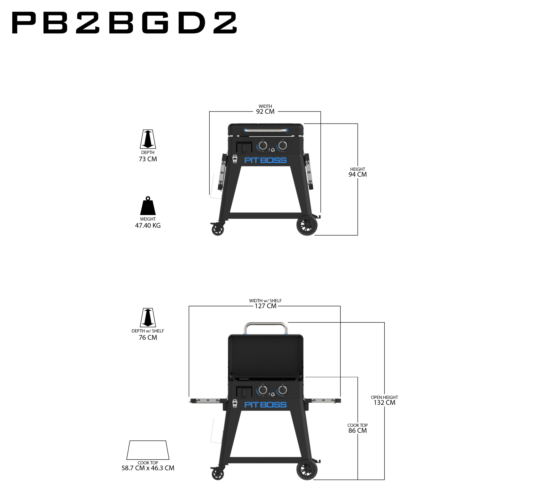 Pit Boss 2-pits Ultimate Lift-Off Plancha Gas Barbecue