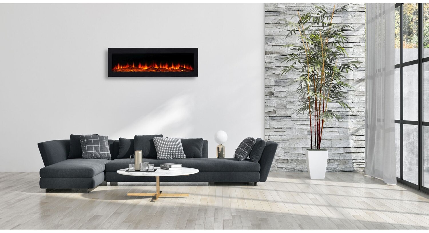 LumberQ In- opbouwsfeerhaard Scott 130 x 46 x 12,5 cm