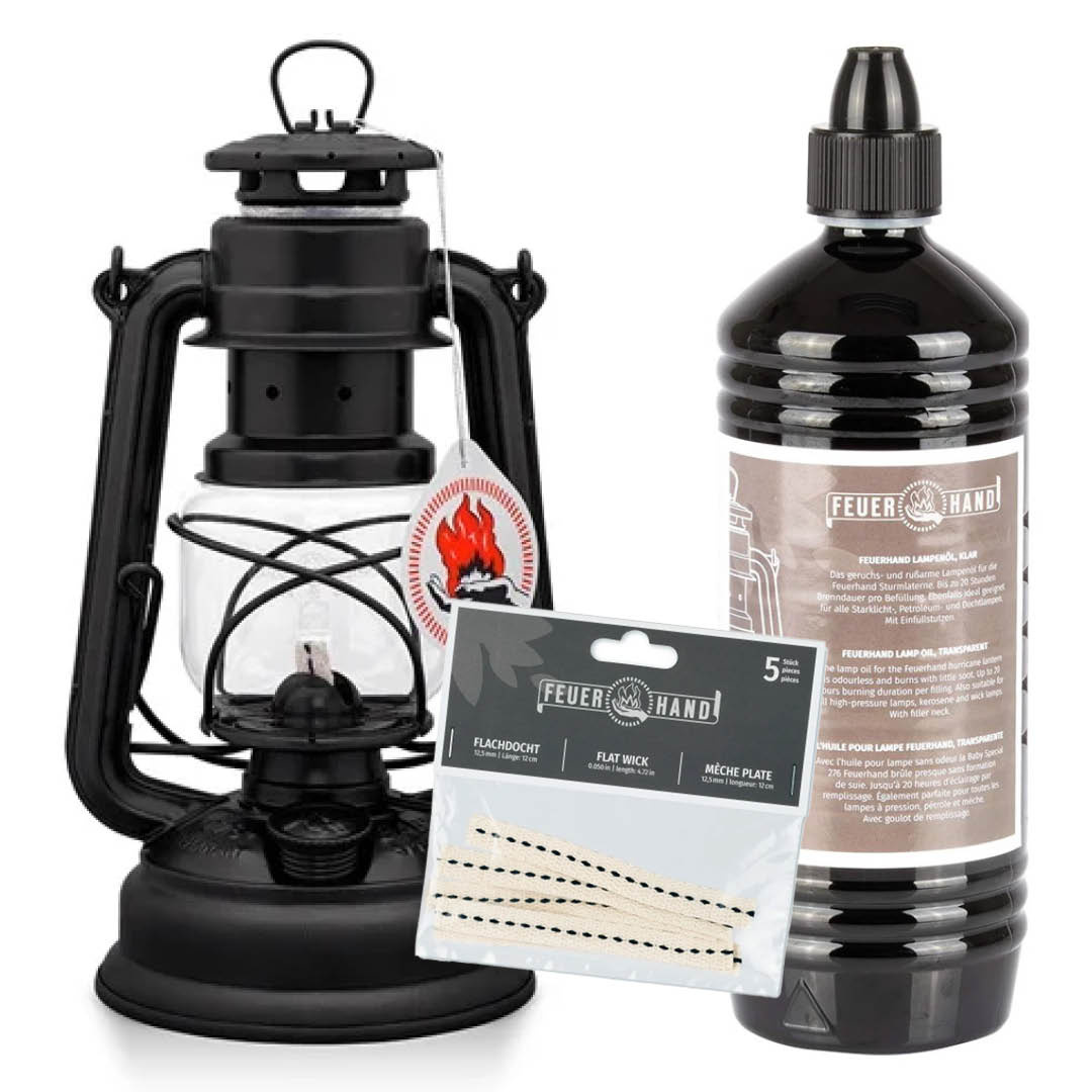 Feuerhand Stormlamp 276 Mat Zwart Set