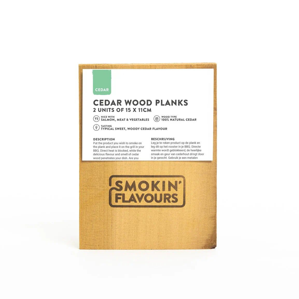 Smokin’ Flavours cederhouten planken klein 2 stuks 15 x 11 cm