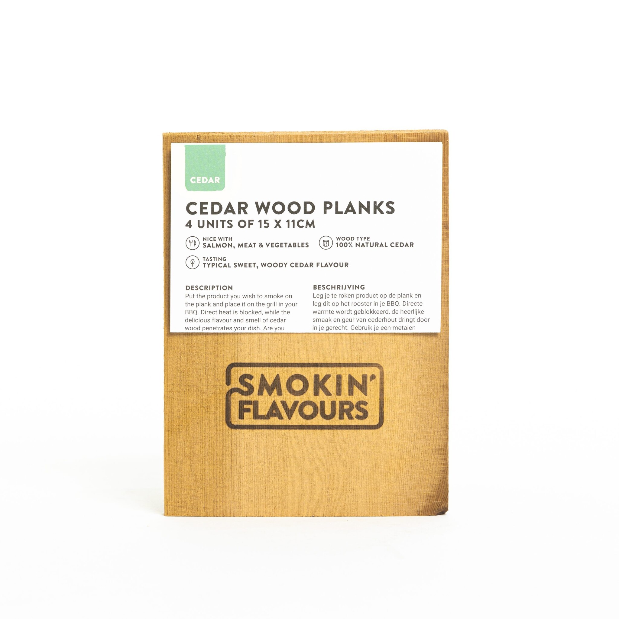 Smokin’ Flavours cederhouten planken klein 4 stuks 15 x 11 cm