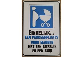 BBQ wandbord BBQ en Bierbuik Parking parkeerplaats mannen 20 x 30 cm