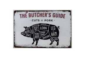 BBQ Wandbord  Butchers Guide "Varken" 30x20cm