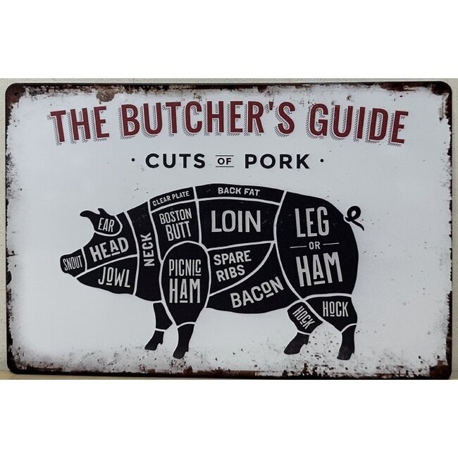 BBQ Wandbord  Butchers Guide "Varken" 30x20cm