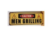 BBQ wandbord Caution men grilling 36 x 10 cm