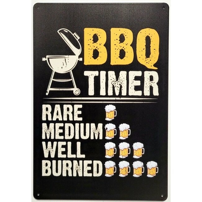 BBQ Wandbord BBQ Timer Bier 25 x 33 cm