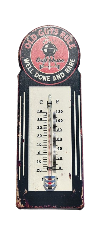 BBQ Wandbord Thermometer Old Guys Rule 29 x 10 cm