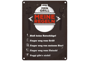 BBQ Wandbord Mein Meine Regeln Grill 20 x 25 cm