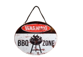 BBQ Wandbord Warning BBQ zone 25 x 20 cm