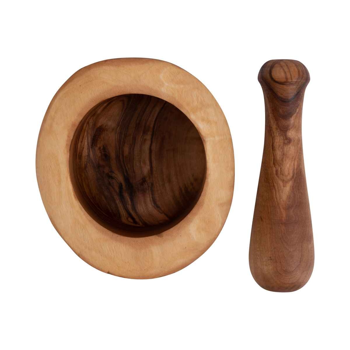Pure Olive Wood olijfhouten Vijzel 10 cm met stamper