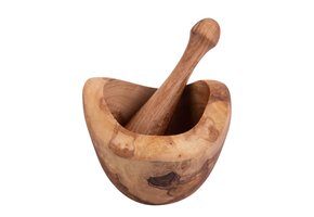 Pure Olive Wood olijfhouten Vijzel 14 cm met stamper