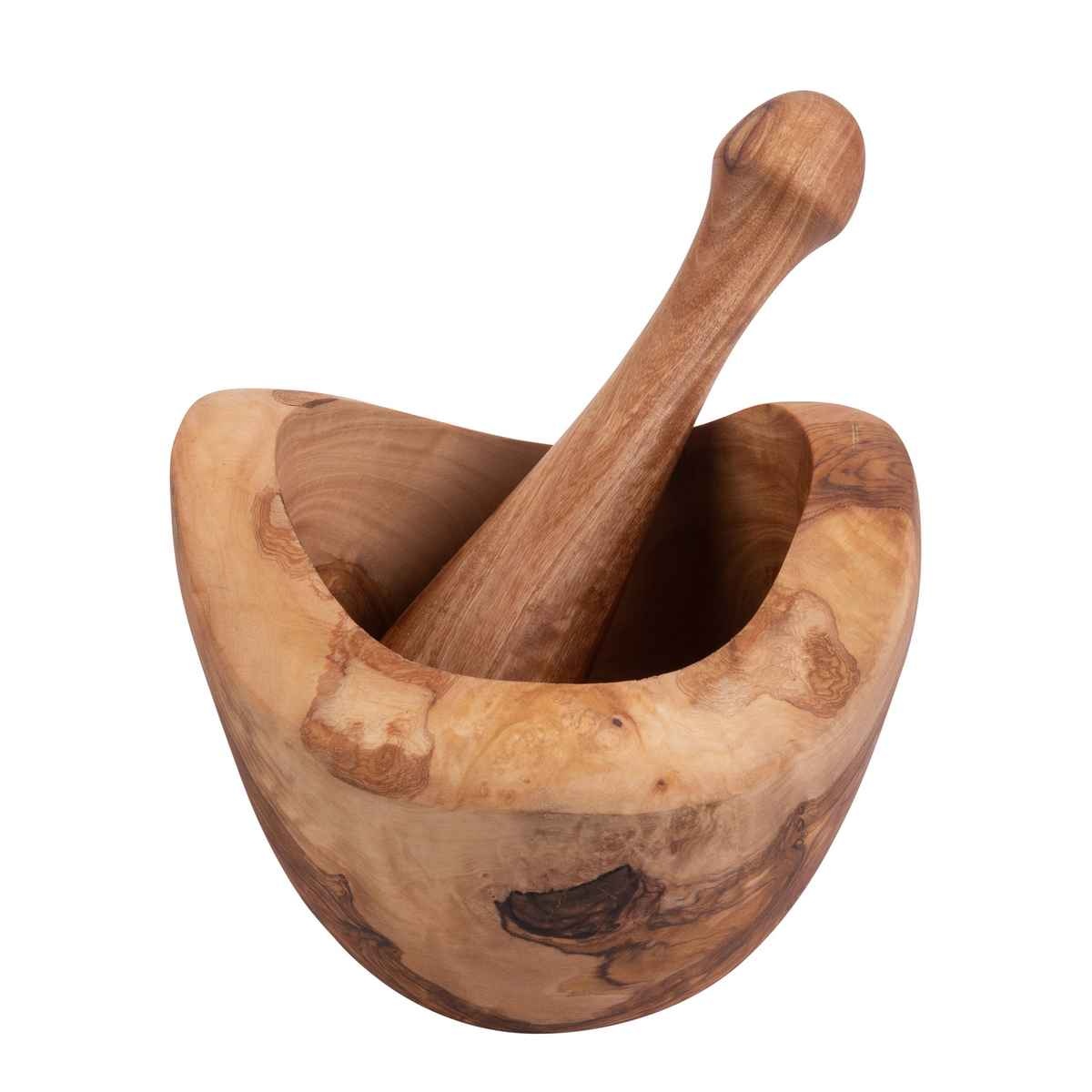 Pure Olive Wood olijfhouten Vijzel 14 cm met stamper
