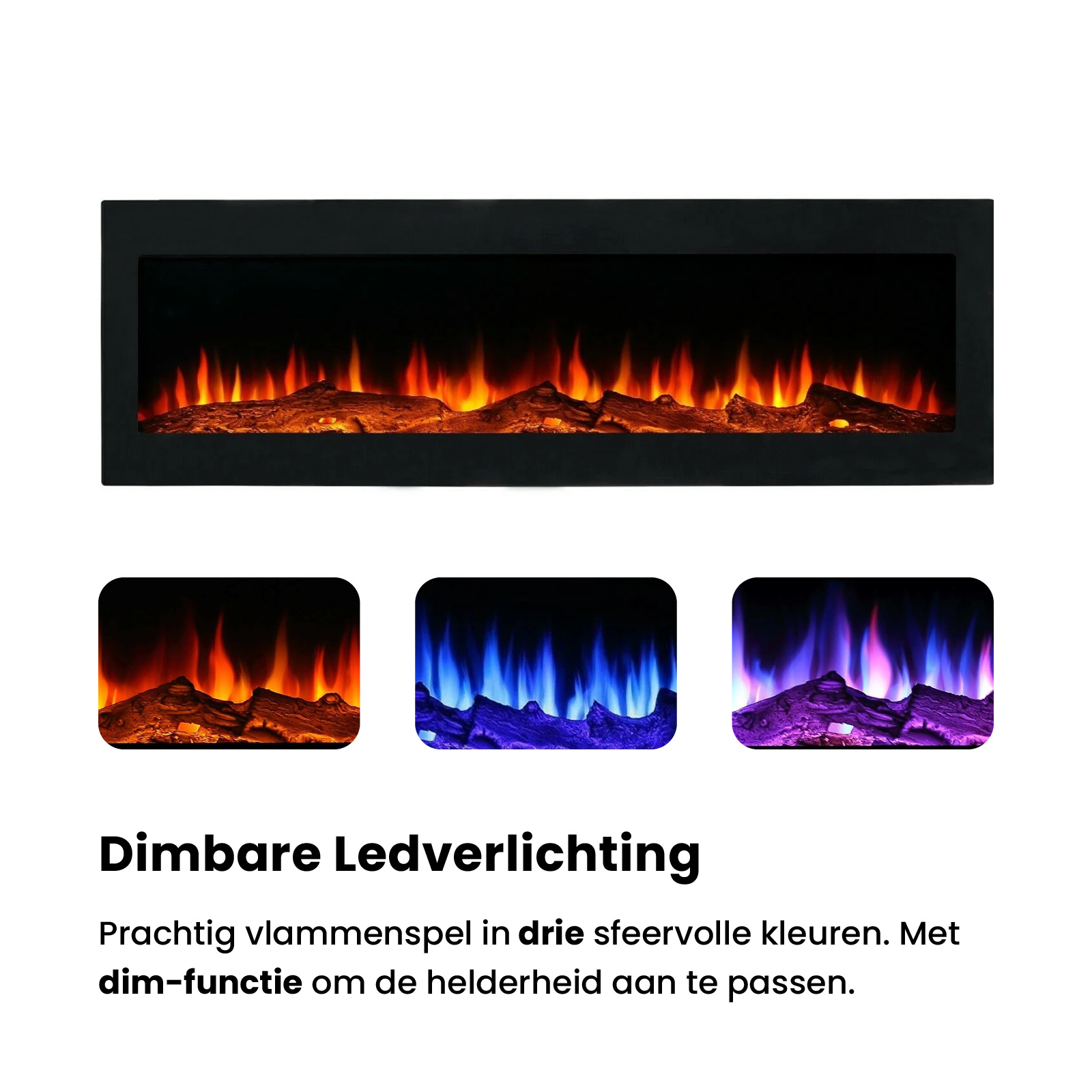 El Fuego In- opbouwsfeerhaard Cortina 110 x 34 x 12,5 cm