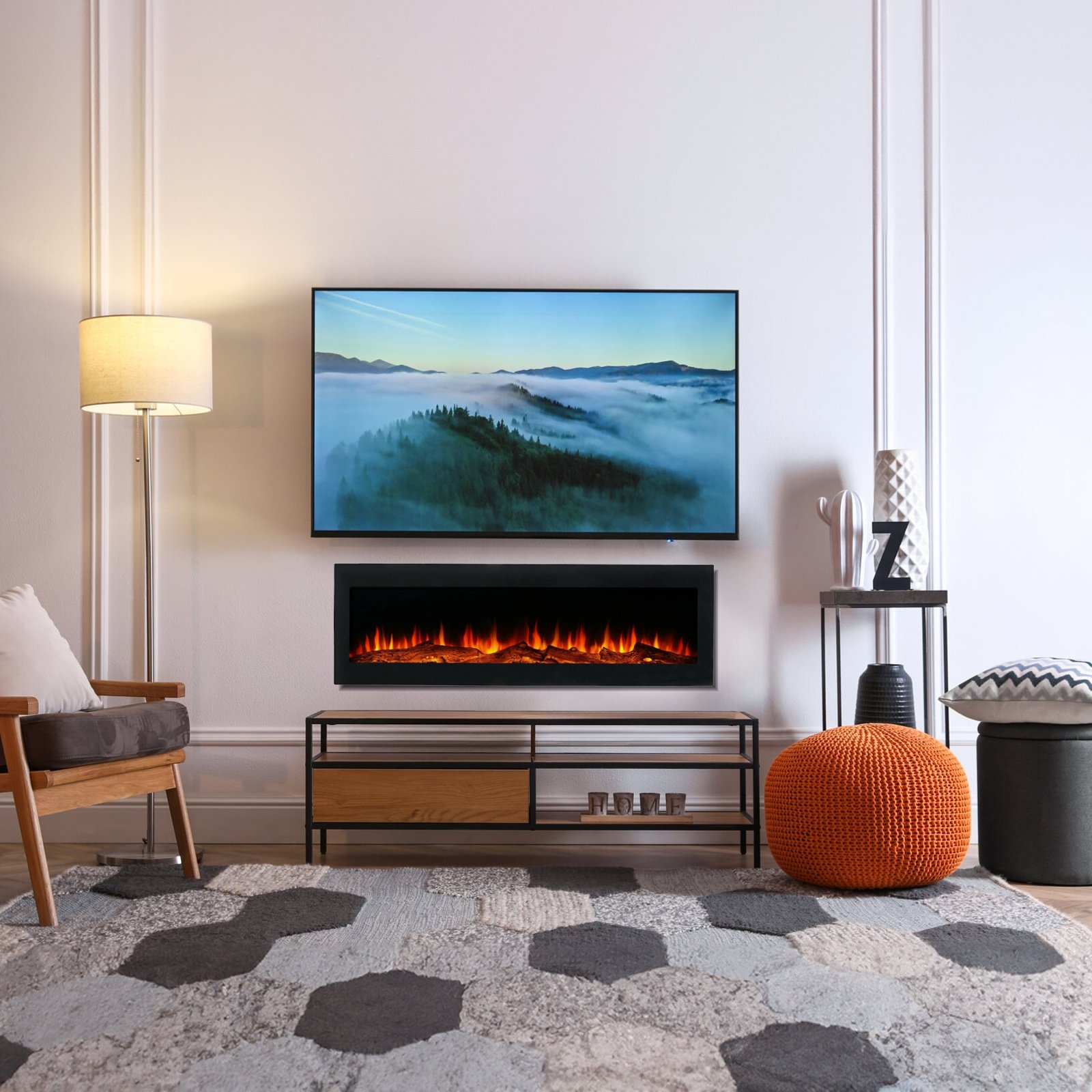 El Fuego In- opbouwsfeerhaard Cortina 110 x 34 x 12,5 cm