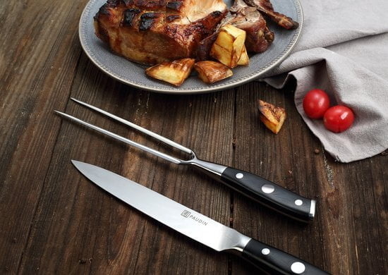 Paudin D9 Vleesmes en Vork 20 cm – Ultra Dark